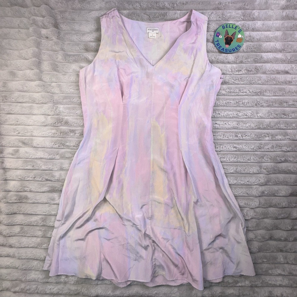 Club Monaco Slip Dress Women's 6 Cotton Candy Pastel Tie Dye Silk‎ Quiet Luxury
